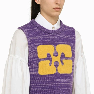 Shop Ganni Knitted Waistcoat In Purple