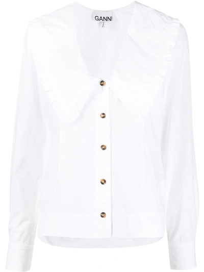 Shop Ganni Organic Cotton Shirt In White