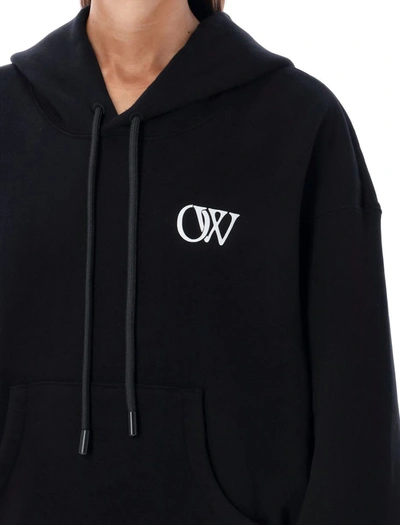 Shop Off-white Flock Ow Over Hoodie In Black/white