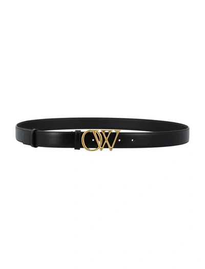 Shop Off-white Ow Initials Belt 30mm In Black/gold