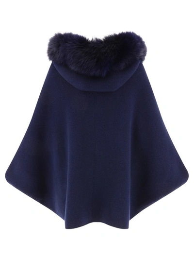 Shop Giovi Wool And Cashmere Cape In Blue