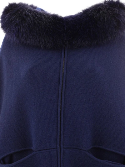 Shop Giovi Wool And Cashmere Cape In Blue