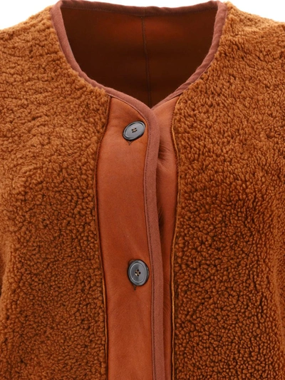 Shop Giovi Shearing Reversible Jacket In Beige