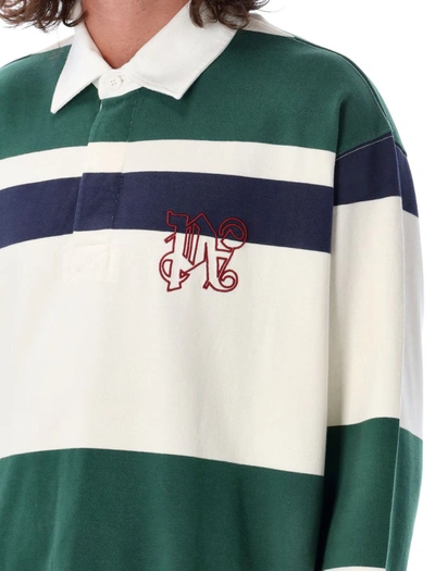 Shop Palm Angels Pa Monogram Rugby Polo In Butter/red