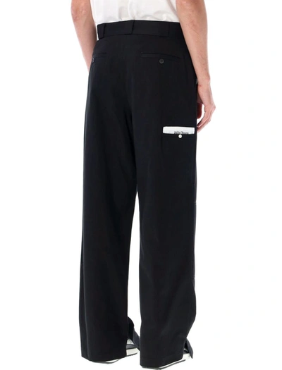 Shop Palm Angels Sartorial Waistband Work Pants In Black/white