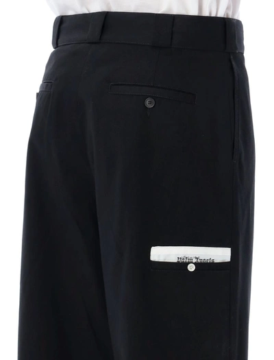 Shop Palm Angels Sartorial Waistband Work Pants In Black/white