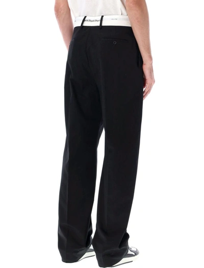 Shop Palm Angels Sartorial Waistband Chino Pants In Black/white
