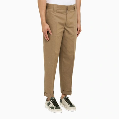 Shop Golden Goose Khaki Regular Trousers In Beige