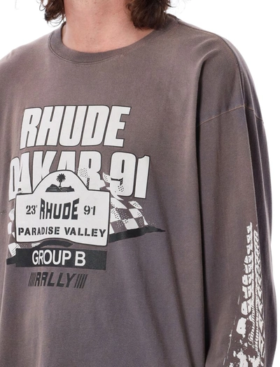 Shop Rhude Dakar 91 Long-sleeved T-shirt In Vintage Grey