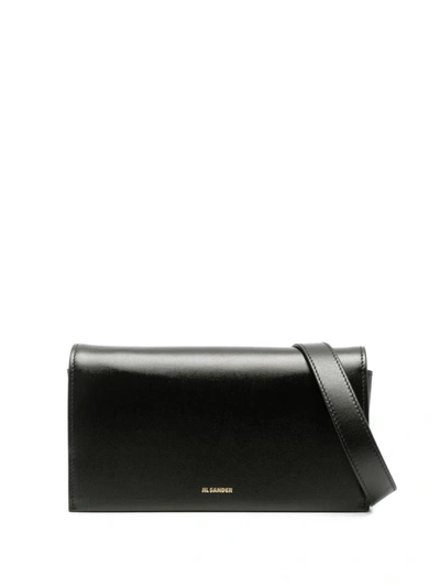Shop Jil Sander All-day Small Leather Crossbody Bag In Black
