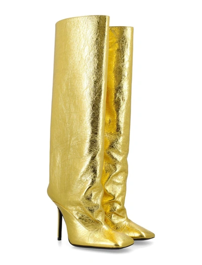 Shop Attico The  Sienna Boots 105 In Gold