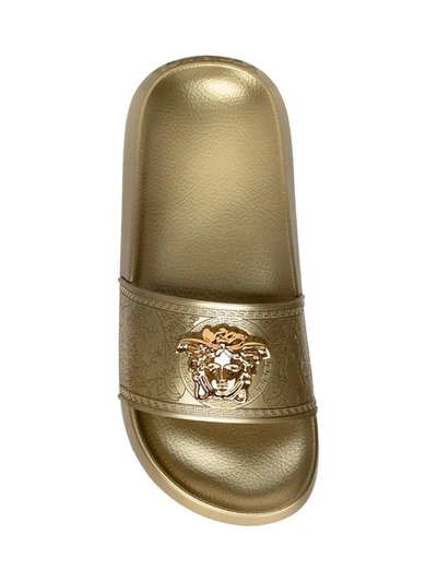 Shop Versace Medusa Slipper In Gold