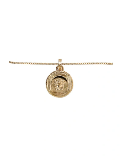 Shop Versace Metal Medusa Coin Necklace In Gold