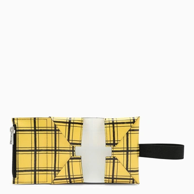Shop Marni Tri-fold Wallet Black/yellow Check