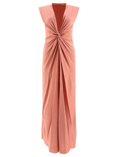 Shop Max Mara Bridal "pilard" Envers Satin Draped Dress In Pink