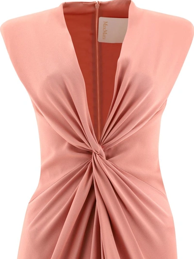 Shop Max Mara Bridal "pilard" Envers Satin Draped Dress In Pink