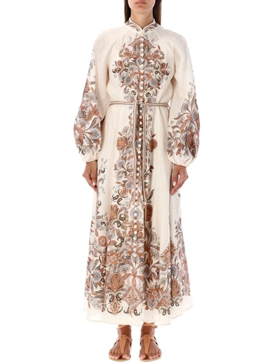 Shop Zimmermann Devi Billow Long Dress In Ivory Pasley