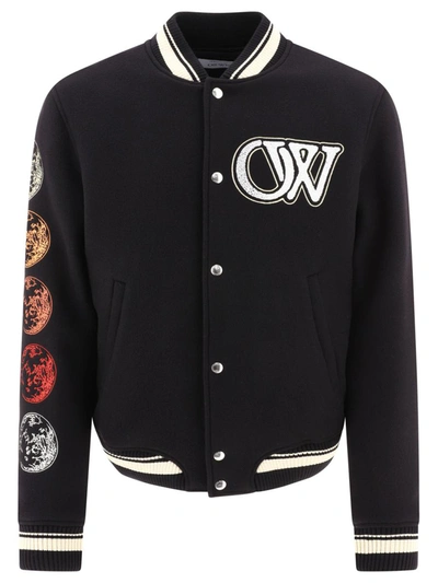 Shop Off-white "cryst Moon Phase" Bomber Jackets In Black