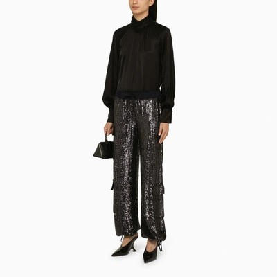 Shop P.a.r.o.s.h . Sequin Cargo Trousers In Blue