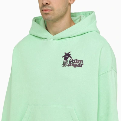 Shop Palm Angels Hoodie With Palm Long Legs Print In Green