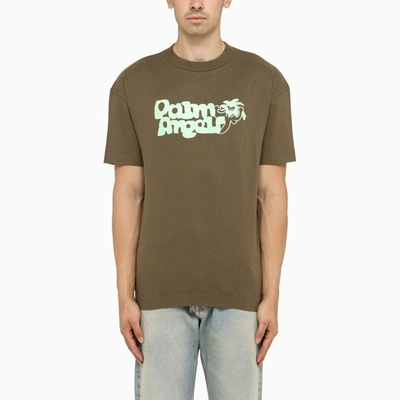 Shop Palm Angels Viper Brown/green Crew-neck T-shirt