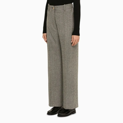 Shop Patou Herringbone Regular Trousers In Grey