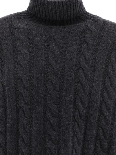 Shop Polo Ralph Lauren Cable-knit Wool-cashmere Jumper In Grey