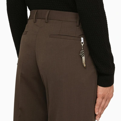 Shop Pt Torino Taupe Regular Trousers In Grey
