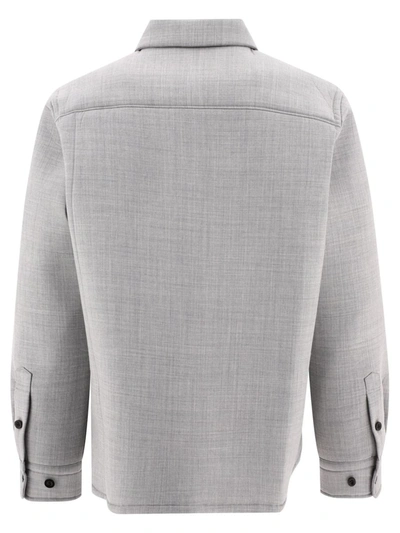 Shop Sacai "suiting Bonding" Overshirt In Grey