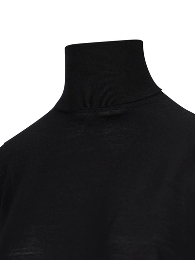 Saint Laurent Sustainable Wool Sweater With Embroidered Monogram In Black