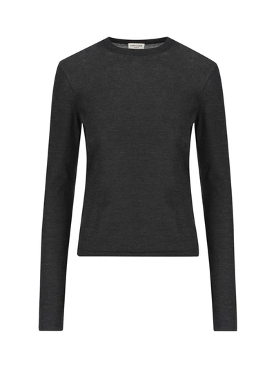 Shop Saint Laurent Shirts In Anthracite Chine