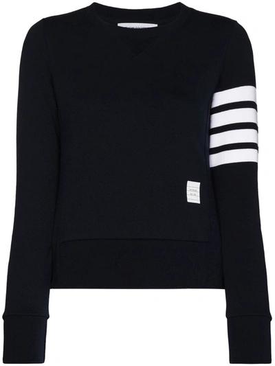 Shop Thom Browne 4bar Cotton Sweatshirt In Blue