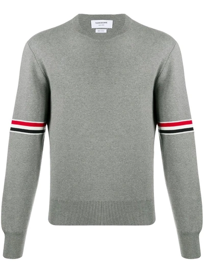 Shop Thom Browne Rwb Cotton Sweater In Grey