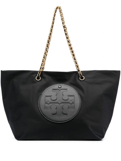 Shop Tory Burch Ella Chain Nylon Tote Bag In Black