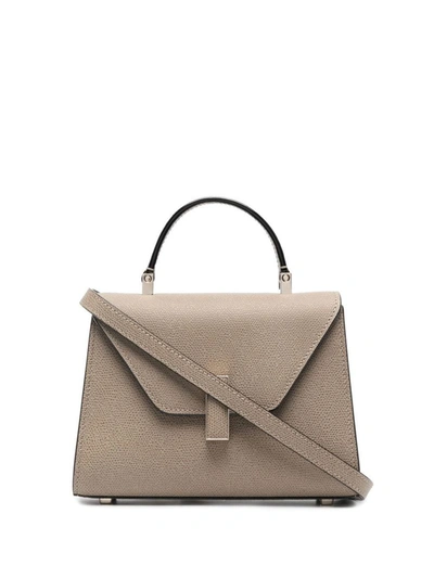 Shop Valextra Iside Micro Leather Handbag In Beige
