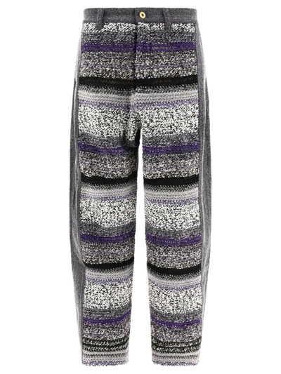 Shop Vitelli Patchwork Trousers In Grey