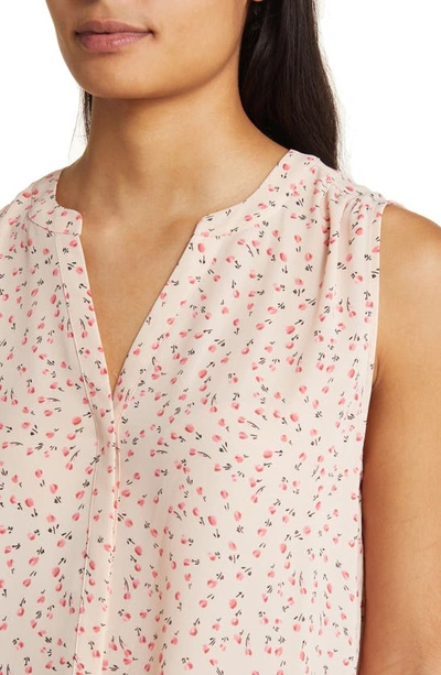 Shop Nydj Print Pleat Back Sleeveless Split Neck Blouse In Sweet Home