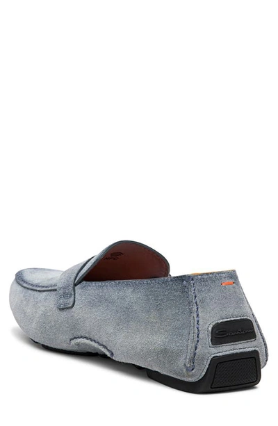 Shop Santoni Apron Toe Driving Loafer In Light Blue