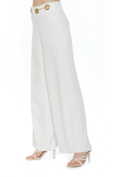 Alexia Admor Cassie Grommet High Waist Wide Leg Pants In Ivory