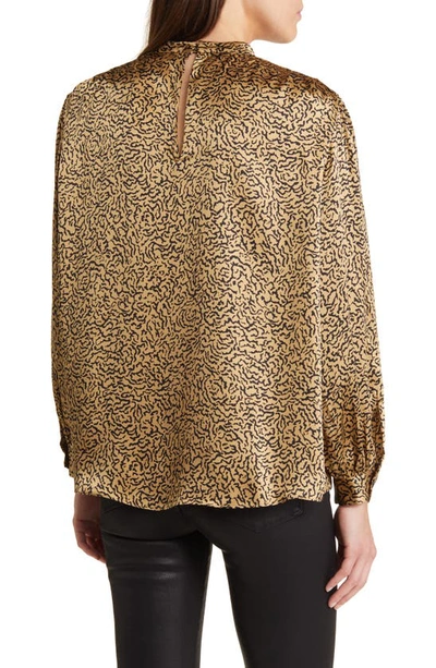 Frame Printed Silk Blouse In Beige Multi