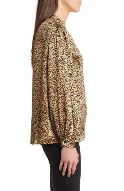Frame Printed Silk Blouse In Beige Multi