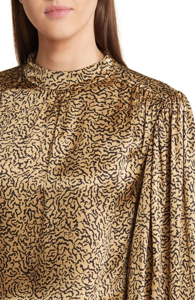 Frame Printed Silk Blouse In Beige Multi