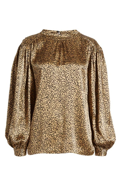 Frame Printed Silk Blouse In Beige Multi