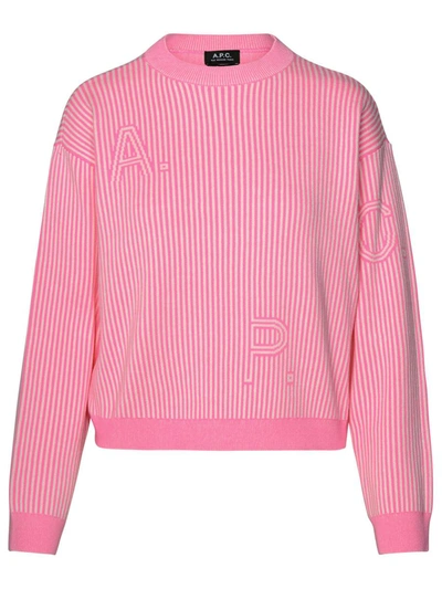 Shop Apc A.p.c. Two-tone Cotton Sweater In Pink
