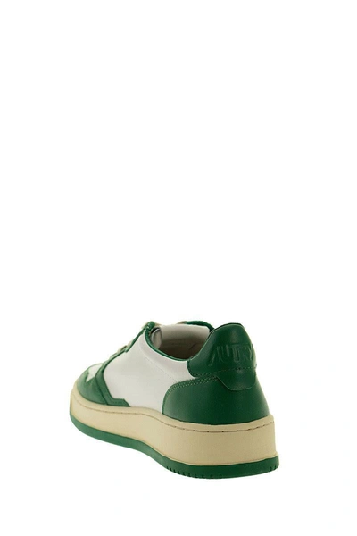 Shop Autry Medalist Low - Leather Sneakers In White/green