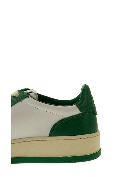 Shop Autry Medalist Low - Leather Sneakers In White/green