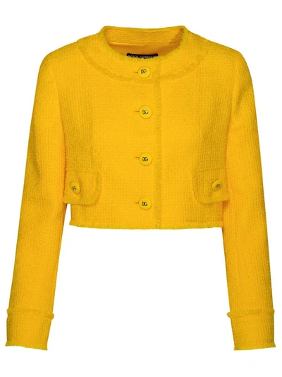 Shop Dolce & Gabbana Yellow Wool Jacket