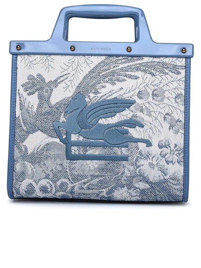 Shop Etro Two-tone Fabric Bag In Blue