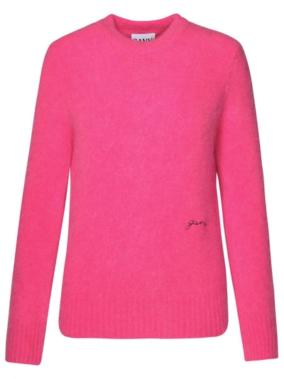 Shop Ganni Brushed Jersey In Fucsia
