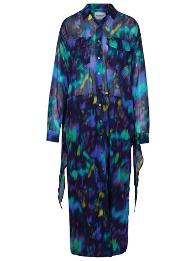 Shop Isabel Marant Étoile 'nesli' Multicolor Cotton Dress In Blue